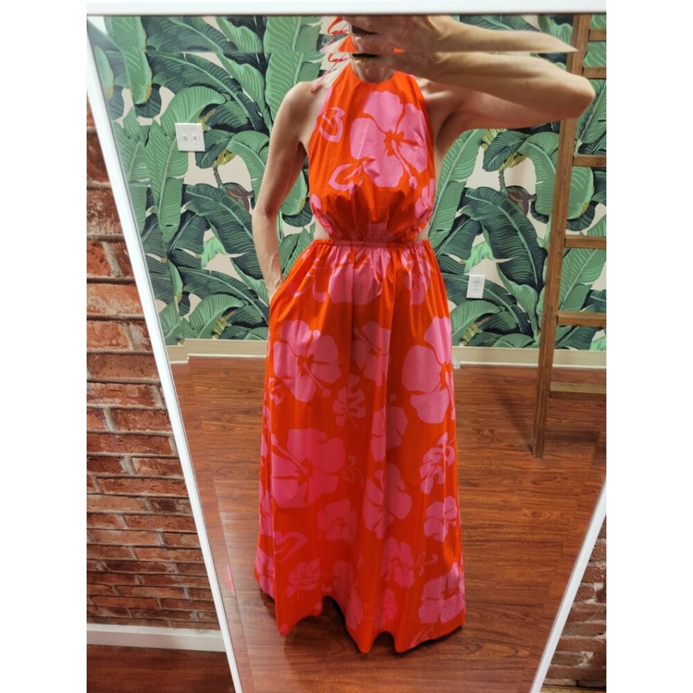 NWOT STAUD Maxi Cut-out Apfel Dress in Hawaiian Floral Print